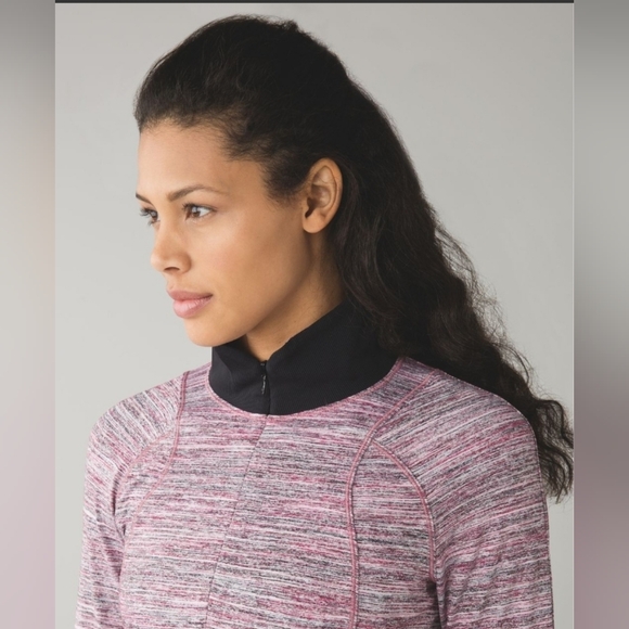 Lululemon Runderful 1/2 Zip Space Dye Camo Berry Jacket size 8 - Picture 4 of 16